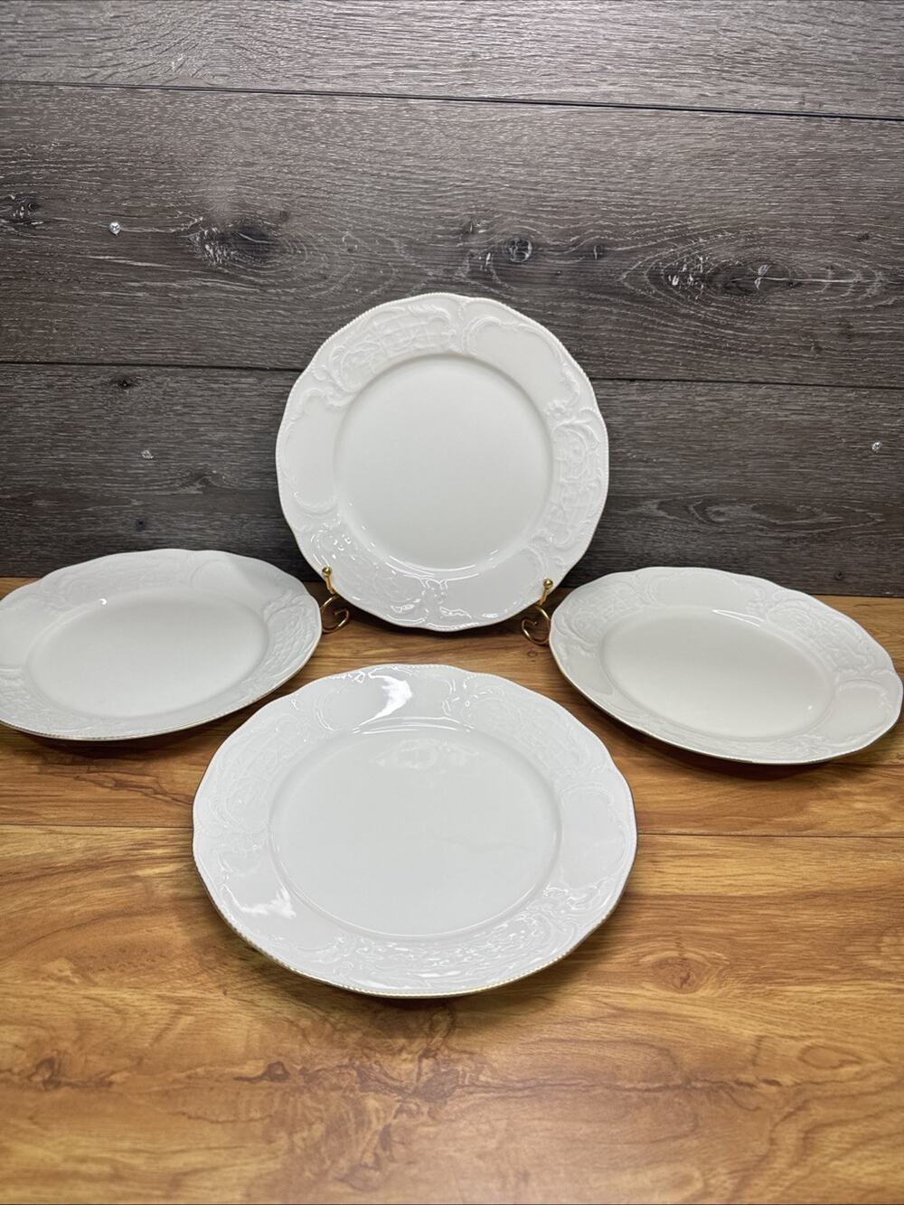 Rosenthal Classic Rose Collection Sanssouci 9-3/4” Dinner Plates Ivory~Set Of 4